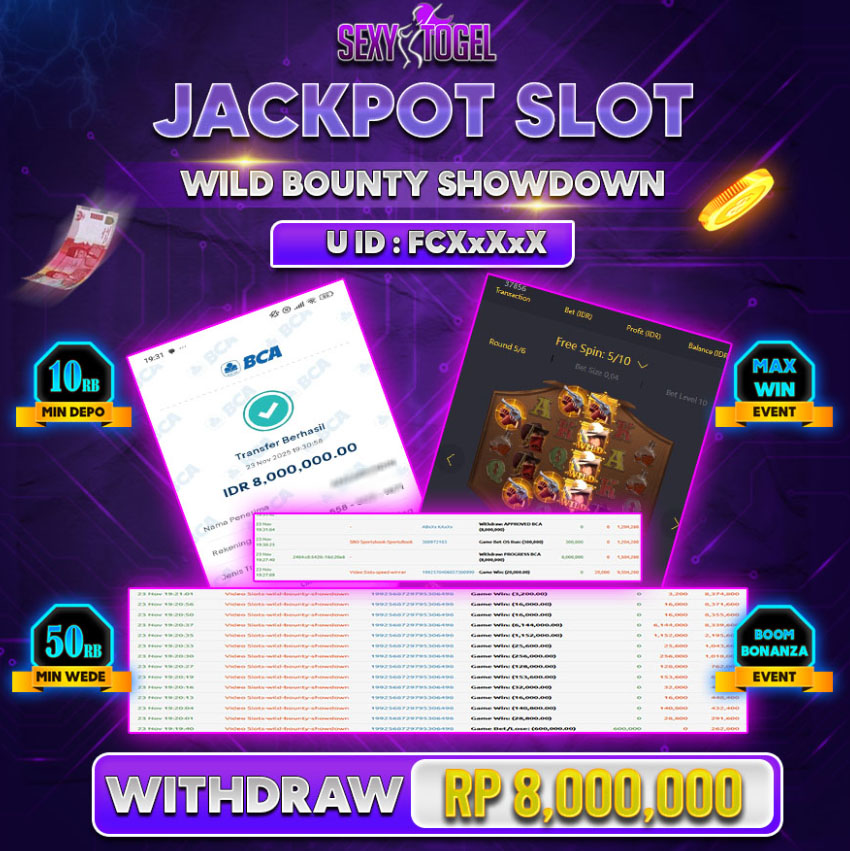 SEXYTOGEL JACKPOT SLOT WILD BOUNT SHOWDOWN Rp.8.000.000.,-LUNAS